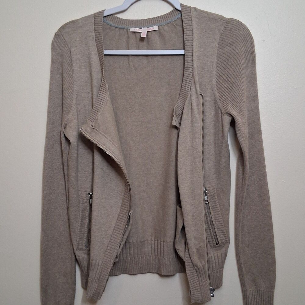 Victoria's Secret Knit Zip Sweater Cotton Cashmere Small Diagonal - Picture 5 of 12